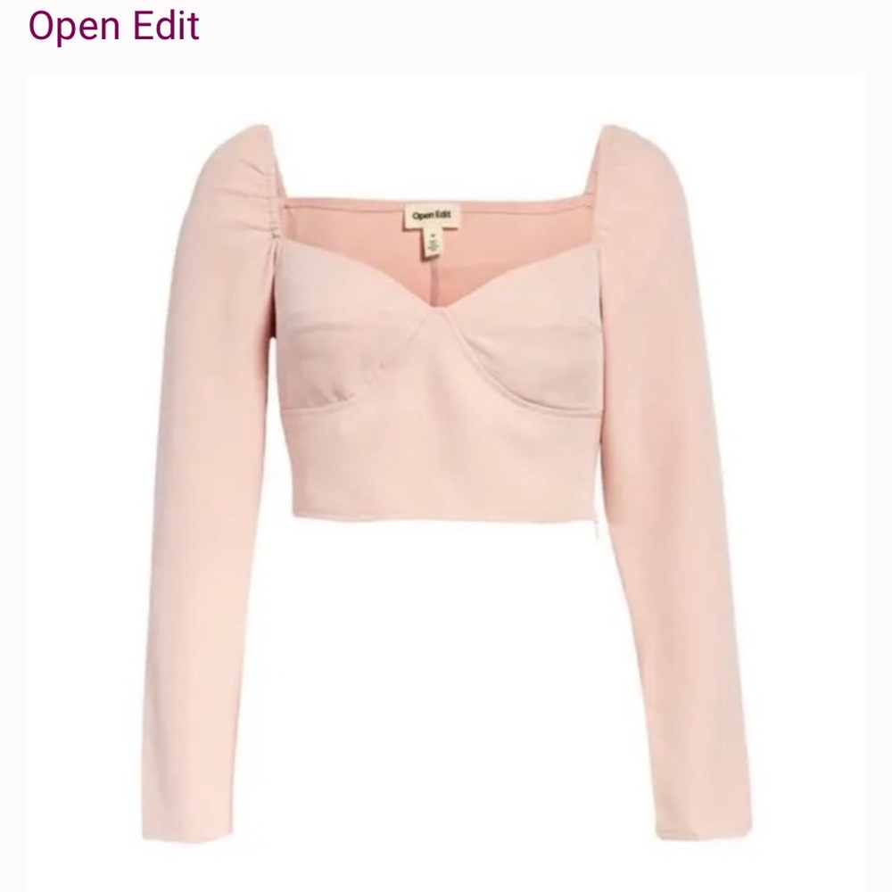 Open Edit Pink Long Sleeve Crop Top